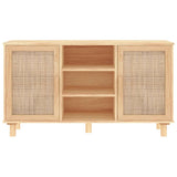 vidaXL Dressoir 105x30x60 cm massief grenenhout en rattan wit