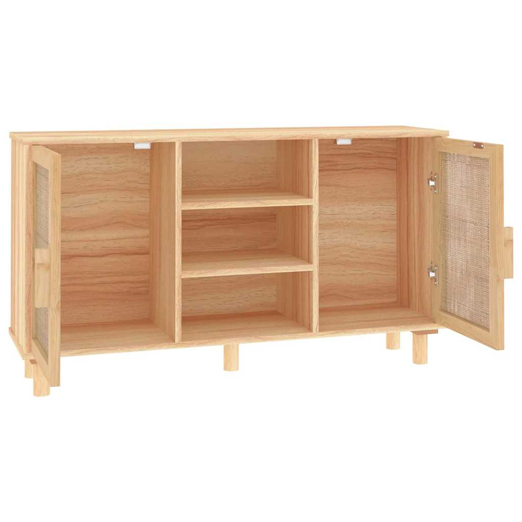 vidaXL Dressoir 105x30x60 cm massief grenenhout en rattan wit