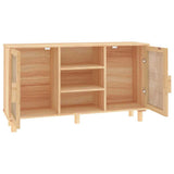 vidaXL Dressoir 105x30x60 cm massief grenenhout en rattan wit
