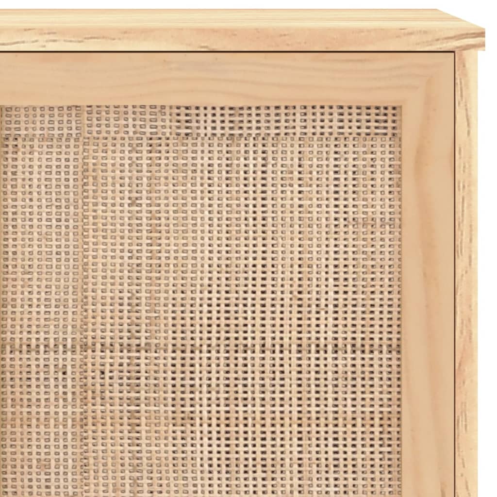 vidaXL Dressoir 105x30x60 cm massief grenenhout en rattan wit