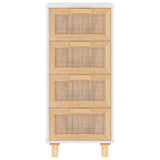 vidaXL Dressoir 40x30x90 cm massief grenenhout en rattan wit