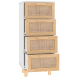 vidaXL Dressoir 40x30x90 cm massief grenenhout en rattan wit