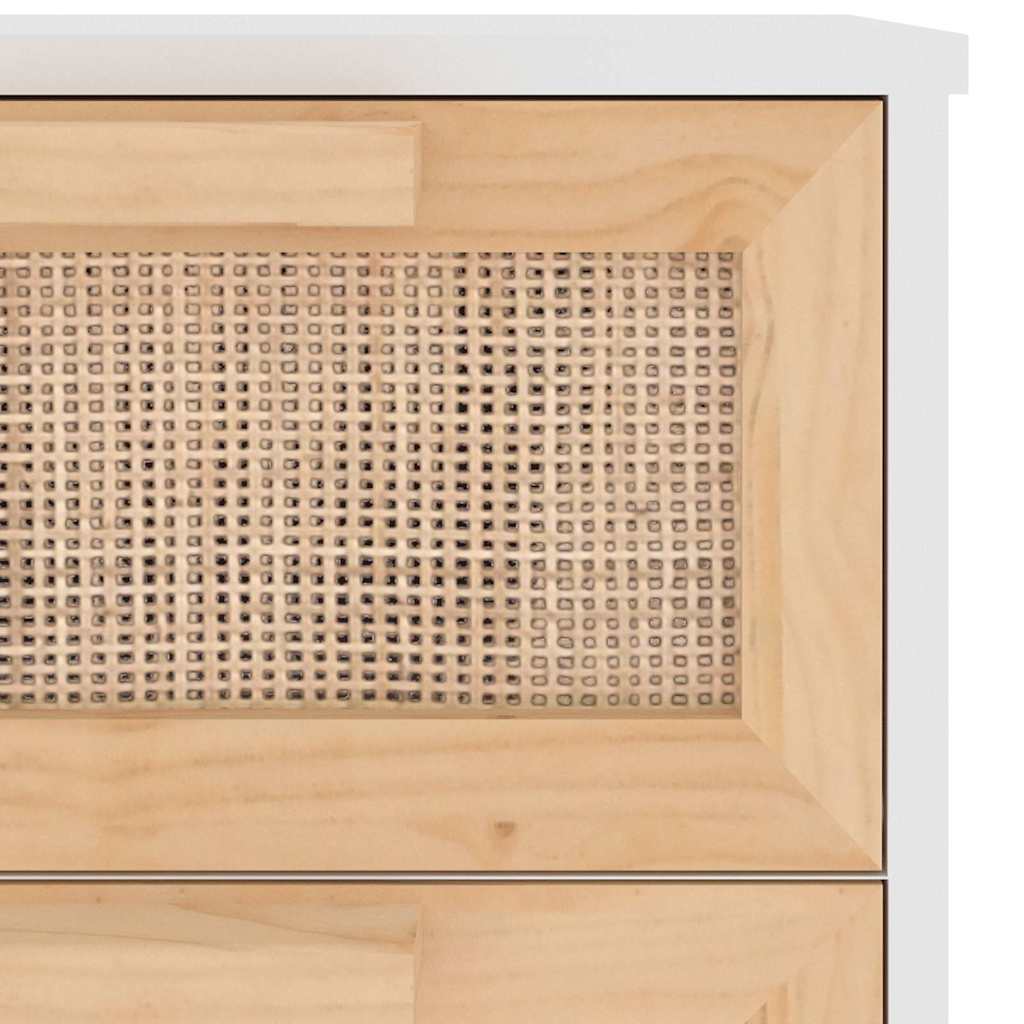 vidaXL Dressoir 40x30x90 cm massief grenenhout en rattan wit