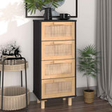 vidaXL Dressoir 40x30x90 cm massief grenenhout en rattan wit