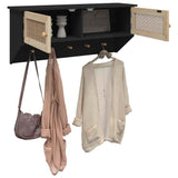 vidaXL Wandkapstok bewerkt hout en natuurlijk rattan wit
