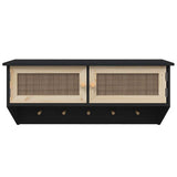 vidaXL Wandkapstok bewerkt hout en natuurlijk rattan wit