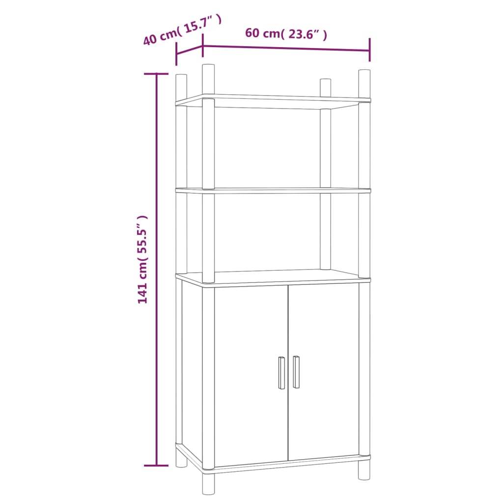 vidaXL Hoge kast 60x40x141 bewerkt hout wit