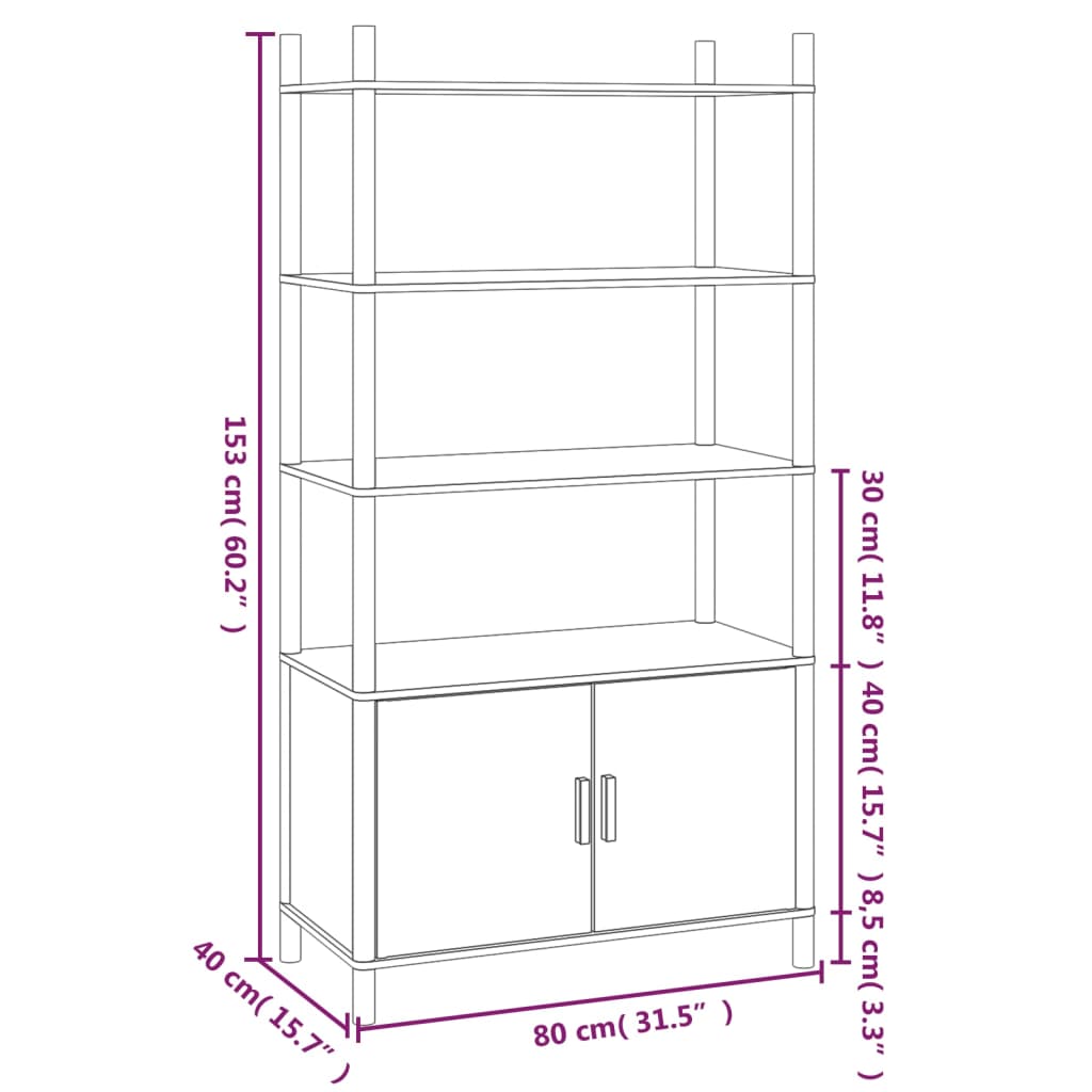 vidaXL Tall cabinet 80x40x153 cm engineered wood white