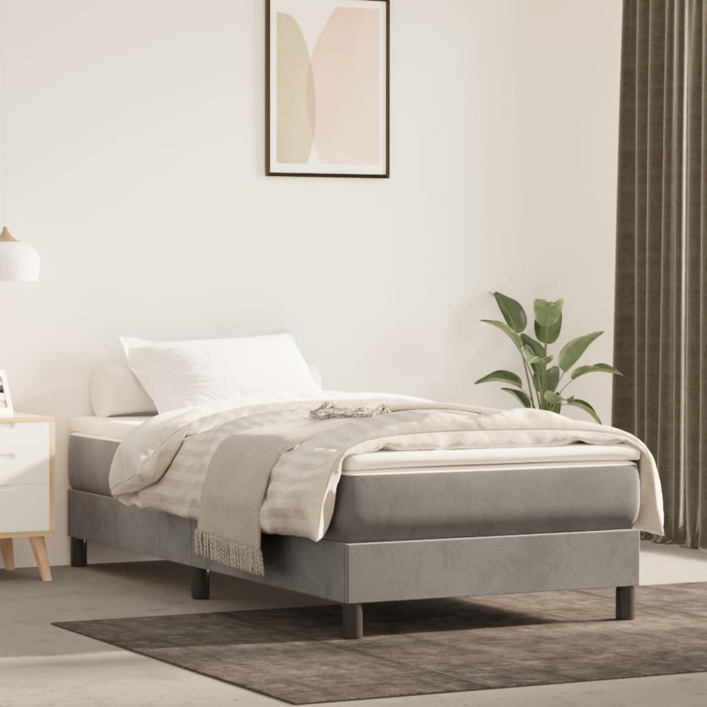 vidaXL Pocketveringmatras medium 80x200x20 cm fluweel lichtgrijs