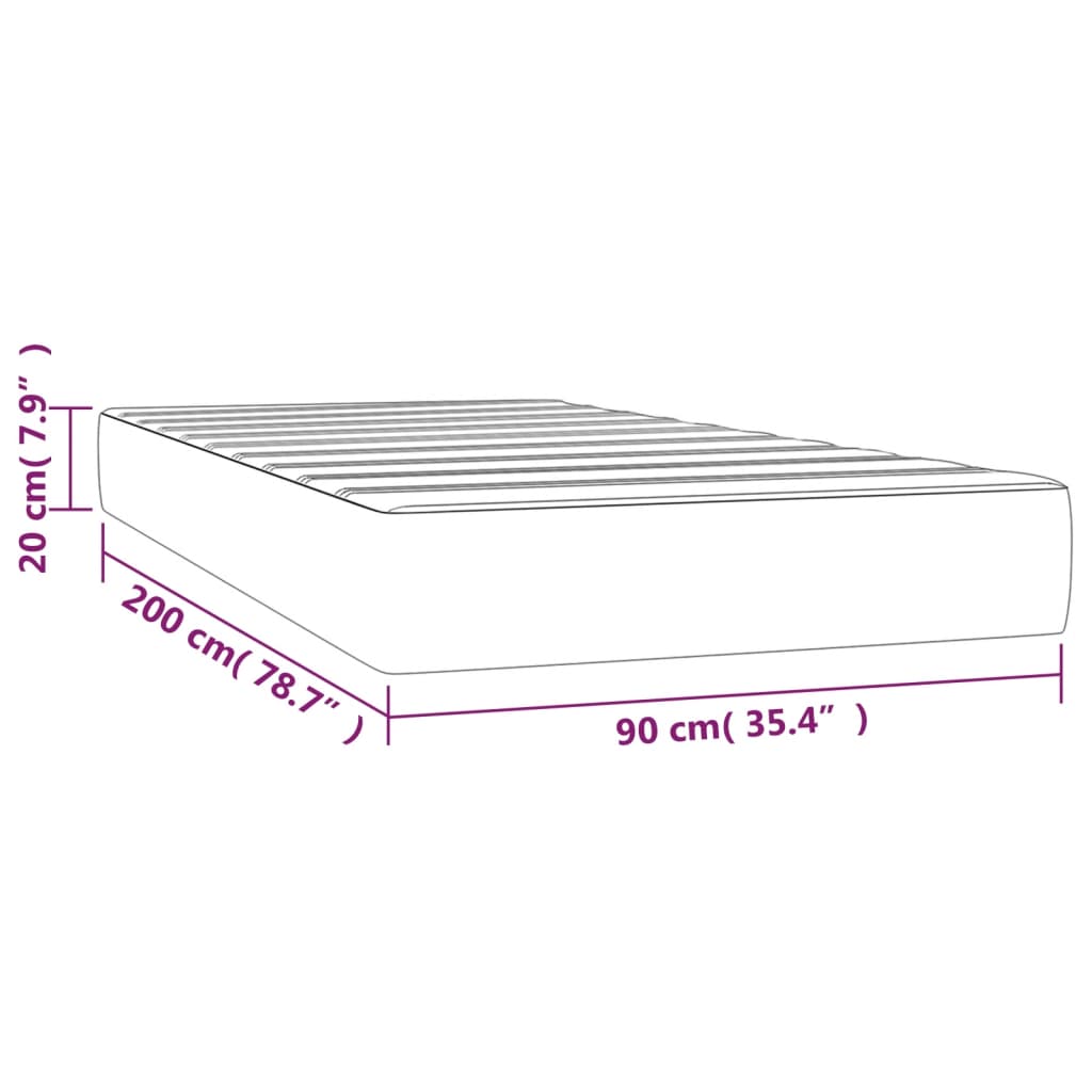 vidaXL Pocketveringmatras medium 80x200x20 cm stof lichtgrijs