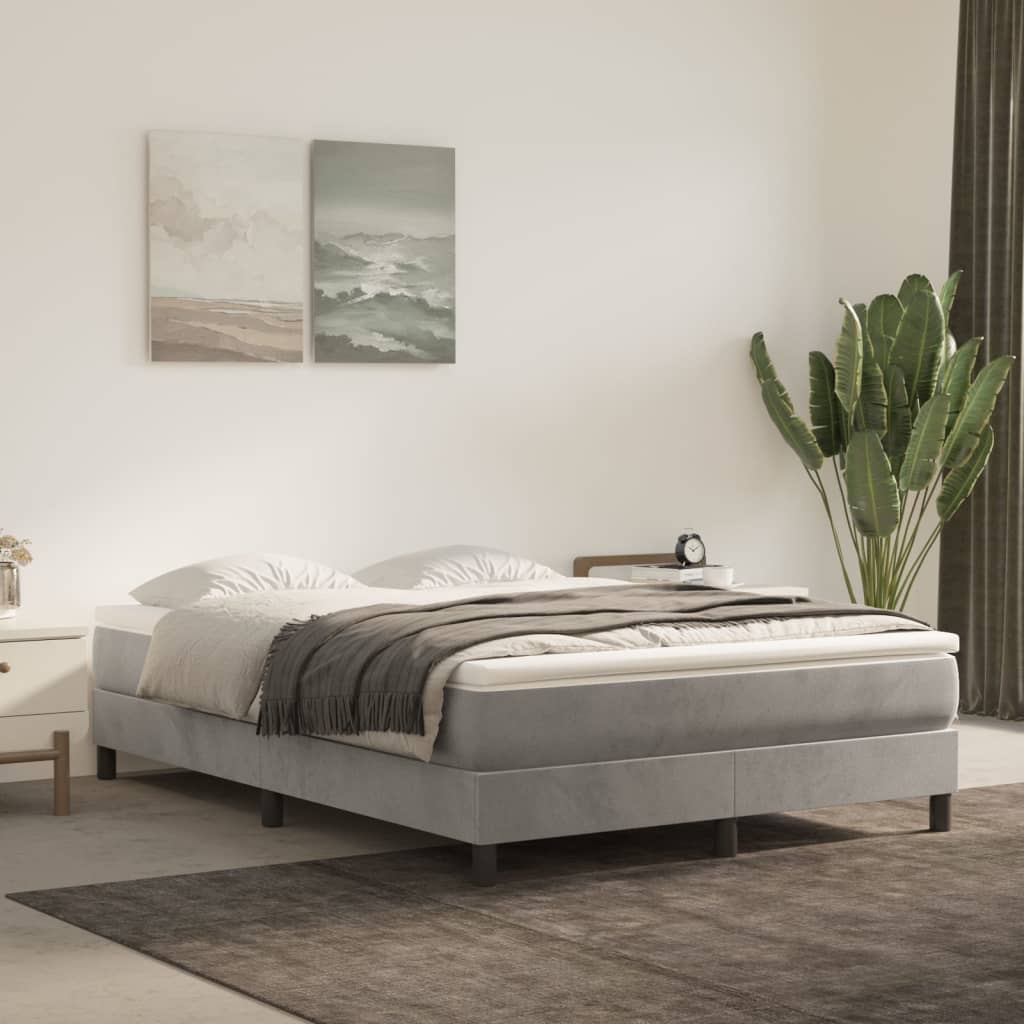 vidaXL Pocketveringmatras medium 80x200x20 cm fluweel lichtgrijs