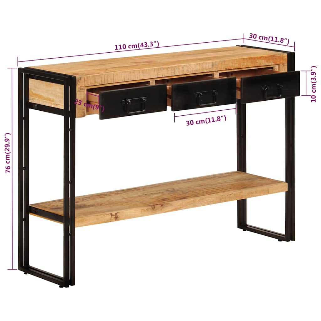 vidaXL Wandtafel 110x30x76 cm massief gerecycled hout