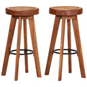 vidaXL Barstoelen 2 st echt leer en massief acaciahout