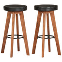 vidaXL Barstoelen 2 st echt leer en massief acaciahout