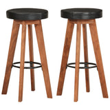 vidaXL Barstoelen 2 st echt leer en massief acaciahout