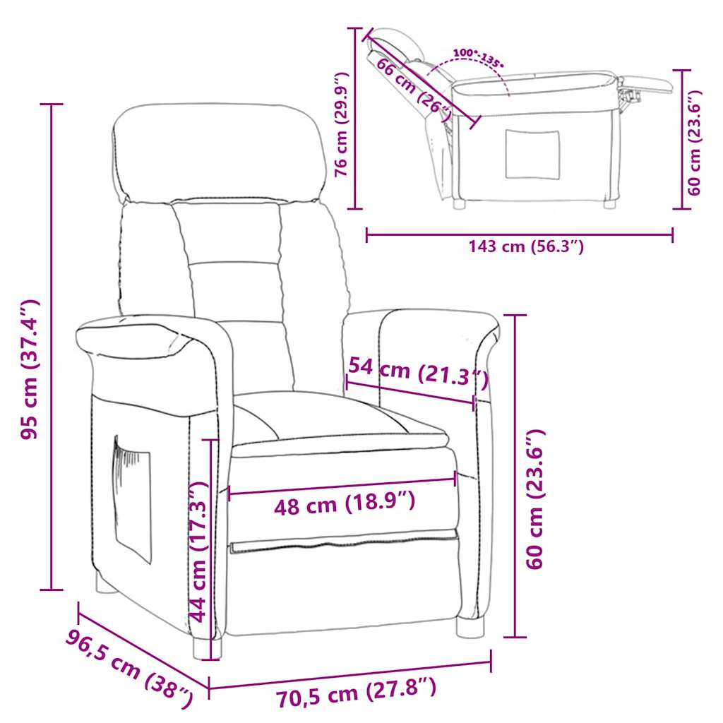 vidaXL Fauteuil Bruin 96,5 x 70,5 x 95 cm Microvezel