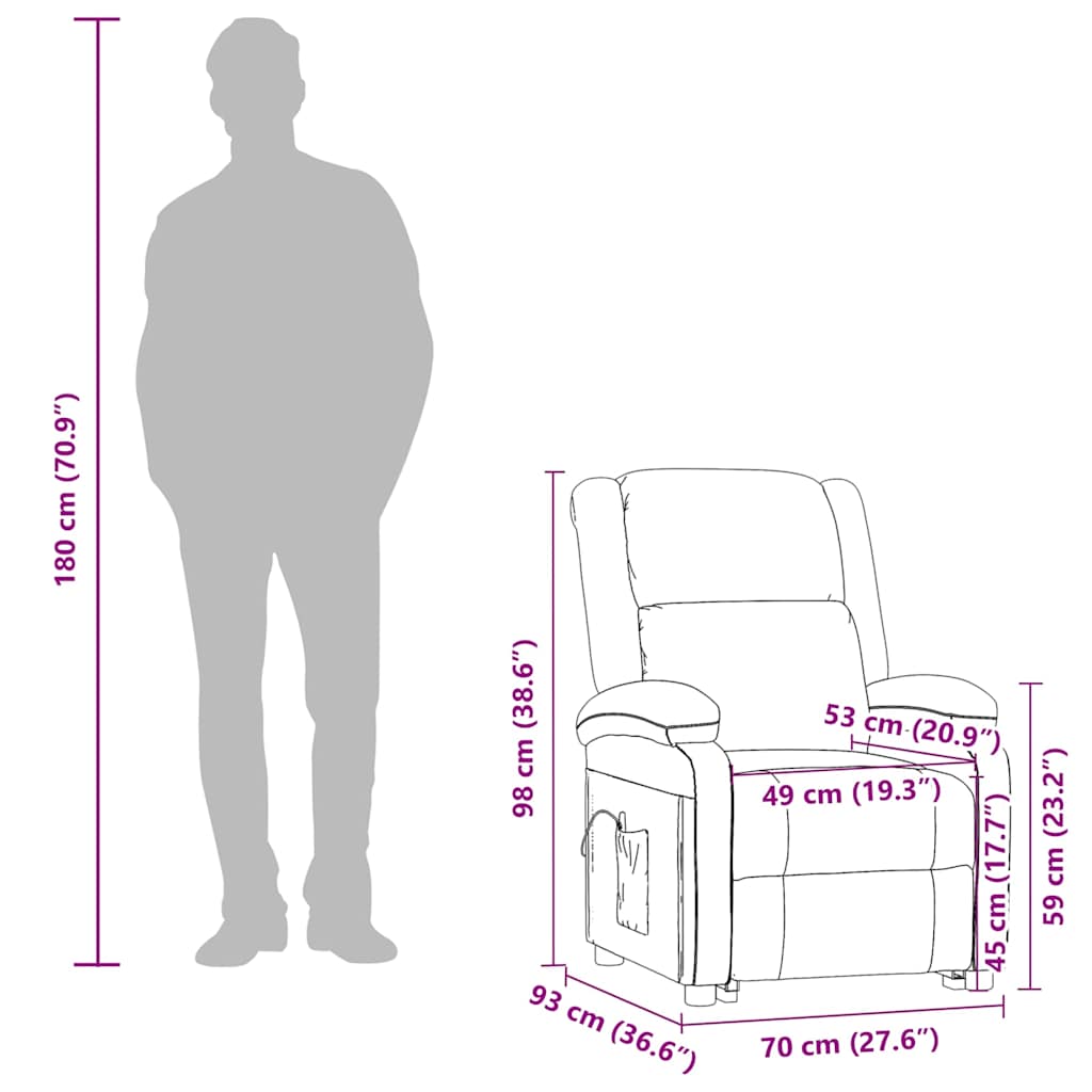 vidaXL Massagestoel stof crèmekleurig