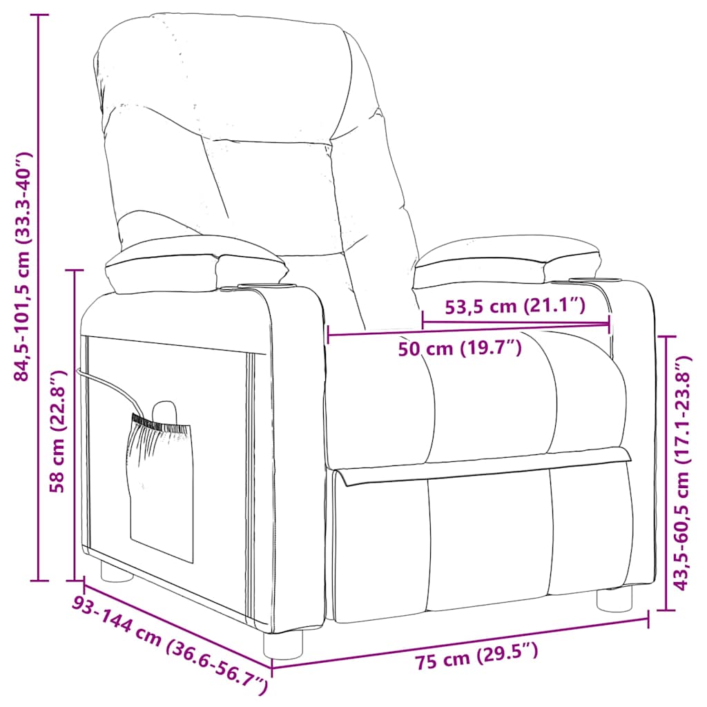 vidaXL Fauteuil verstelbaar stof zwart