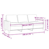 vidaXL Driezitsbank 180 cm stof lichtgrijs