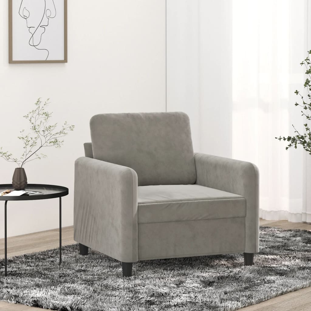 vidaXL Fauteuil 60 cm fluweel lichtgrijs