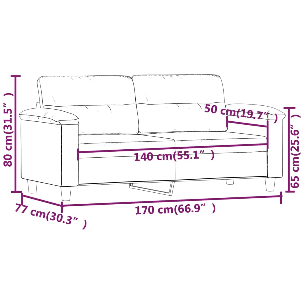 vidaXL Driezitsbank 210 cm microvezelstof donkergrijs