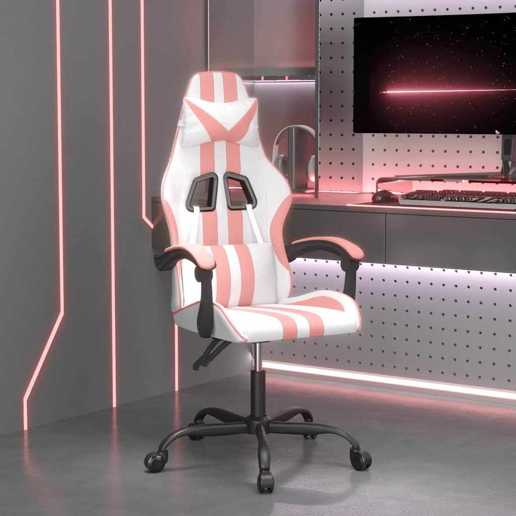 vidaXL Gamestoel draaibaar kunstleer zwart en blauw