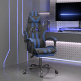 vidaXL Gamestoel draaibaar kunstleer zwart en blauw