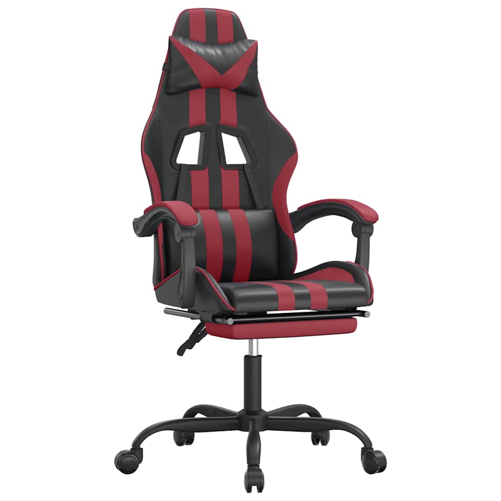 vidaXL Gamestoel draaibaar kunstleer zwart en blauw