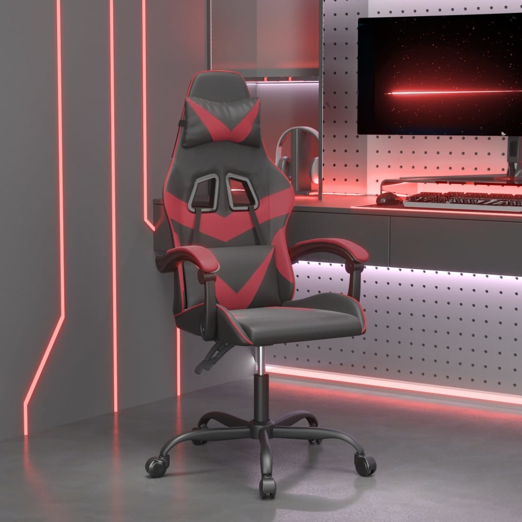 vidaXL Gamestoel draaibaar kunstleer zwart en blauw