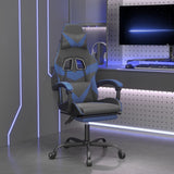 vidaXL Gamestoel draaibaar kunstleer zwart en blauw