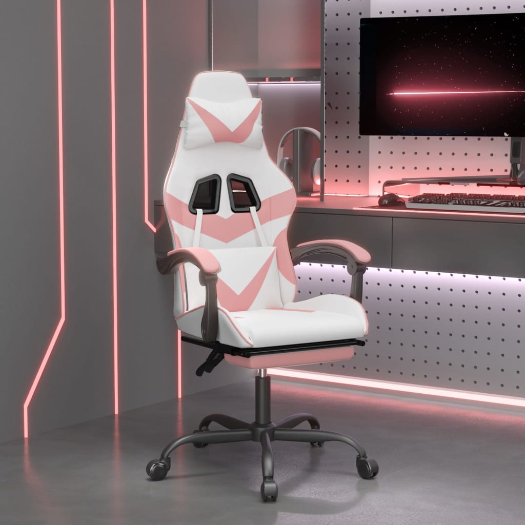vidaXL Gamestoel draaibaar kunstleer zwart en blauw