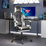 vidaXL Gamestoel draaibaar kunstleer zwart en blauw