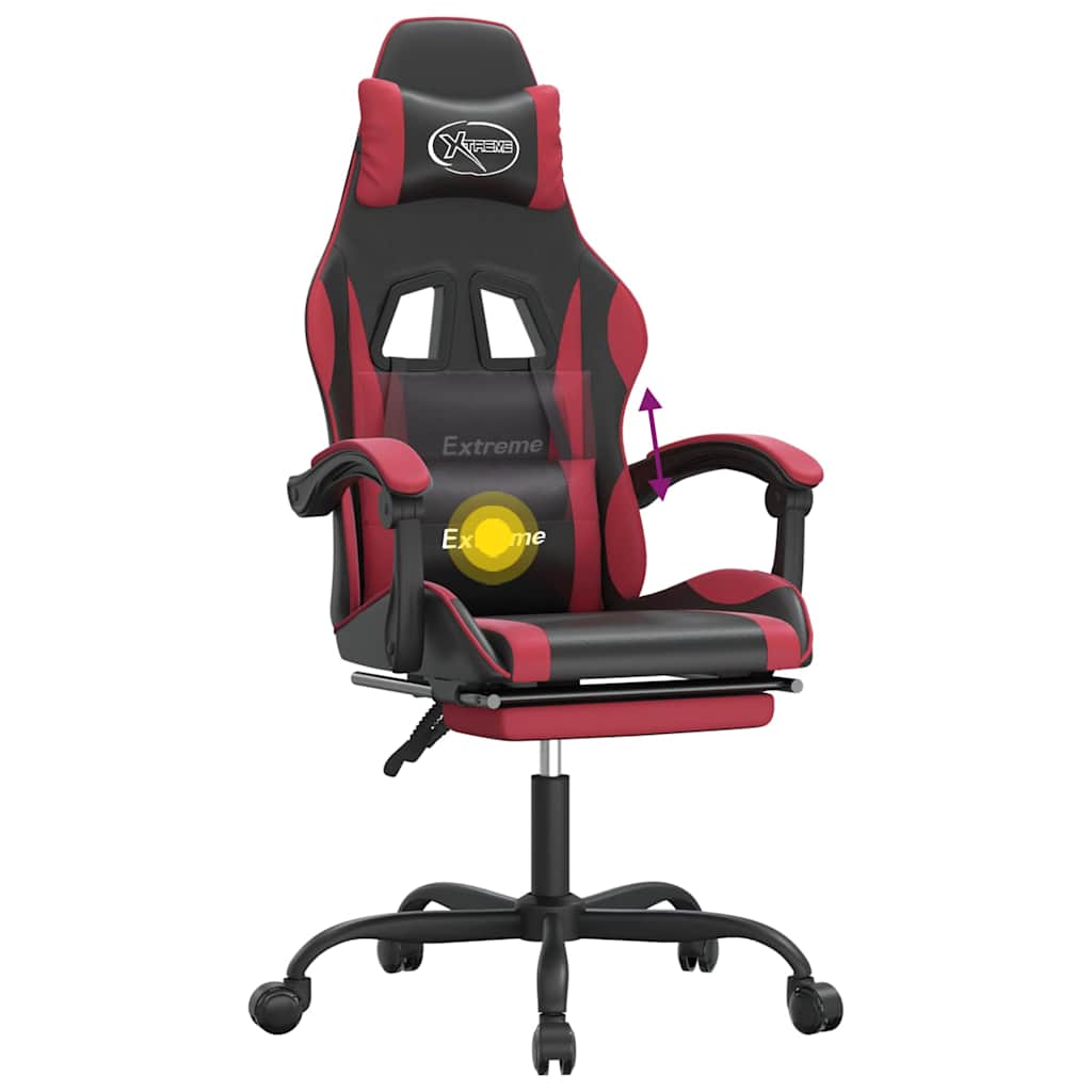 vidaXL Gamestoel draaibaar kunstleer zwart en blauw