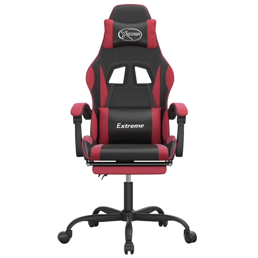 vidaXL Gamestoel draaibaar kunstleer zwart en blauw