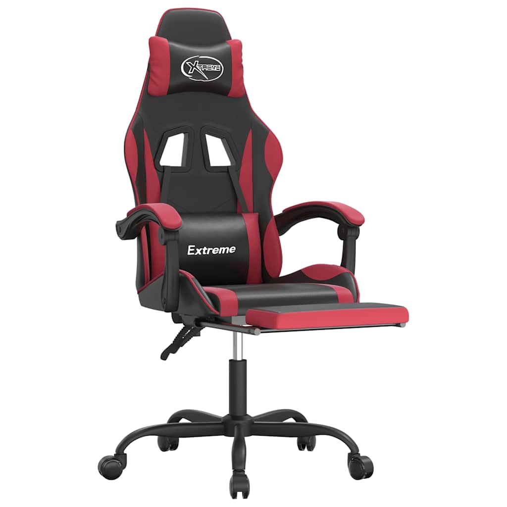 vidaXL Gamestoel draaibaar kunstleer zwart en blauw