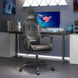 vidaXL Gamestoel draaibaar kunstleer zwart en blauw