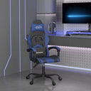 vidaXL Gamestoel draaibaar kunstleer zwart en blauw