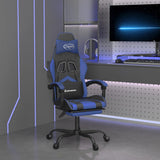 vidaXL Gamestoel draaibaar kunstleer zwart en blauw
