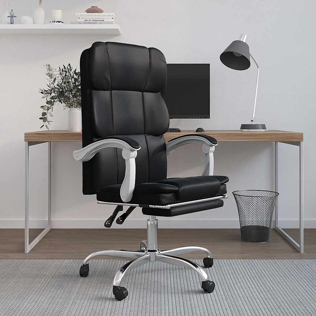vidaXL Office Chair Adjustable Faux Leather Black