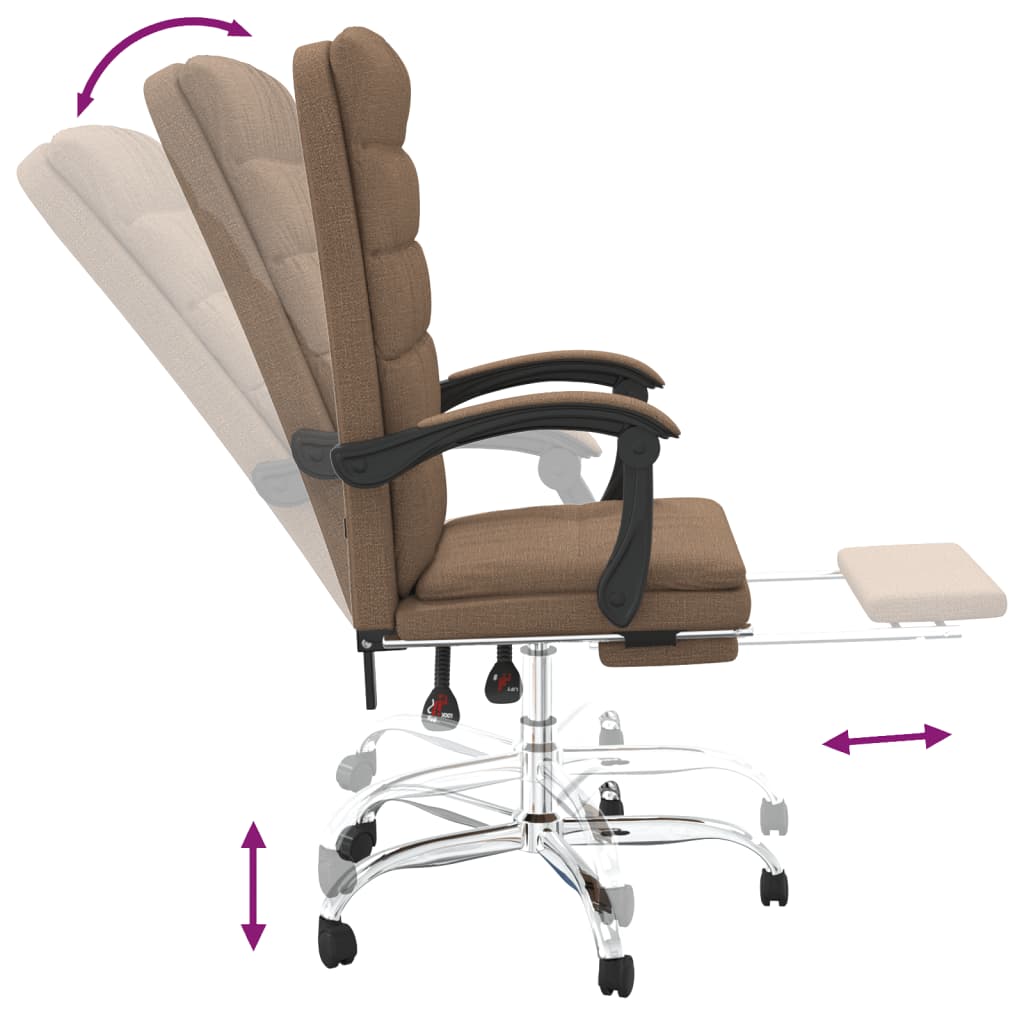 vidaXL Office Chair adjustable fabric taupe