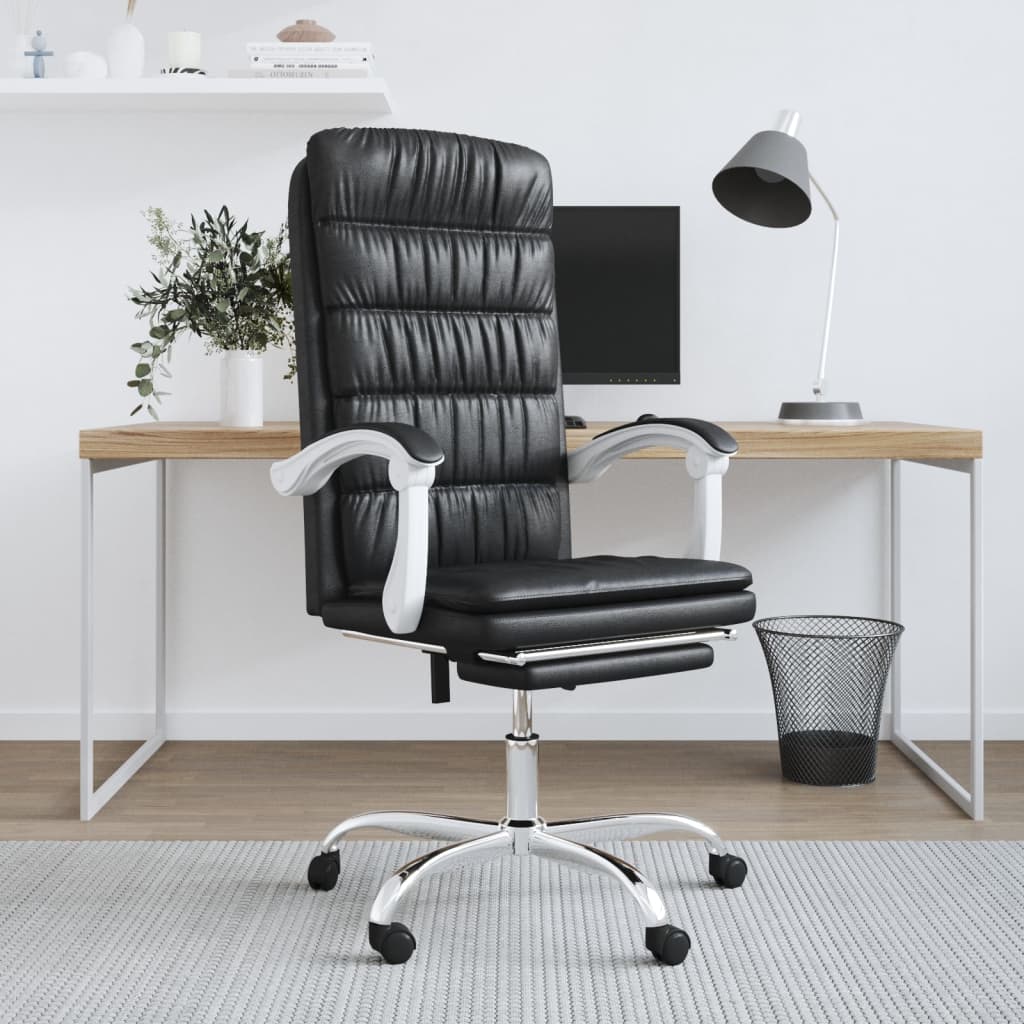 vidaXL Office Chair Adjustable Faux Leather Black