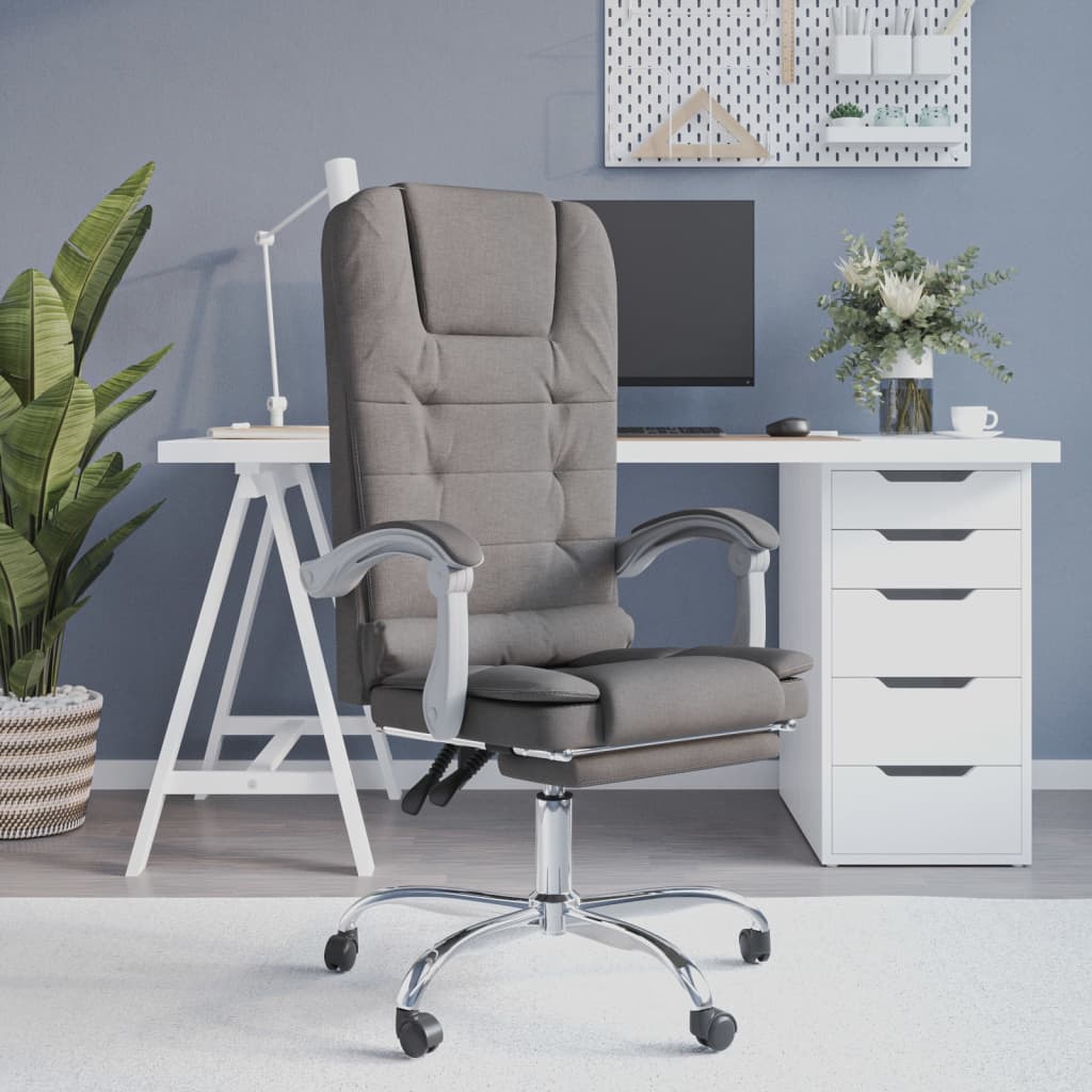 vidaXL Office Chair Massage Adjustable Fabric Taupe