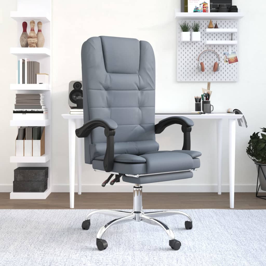 vidaXL Office Chair Massage Adjustable Velvet Dark Grey