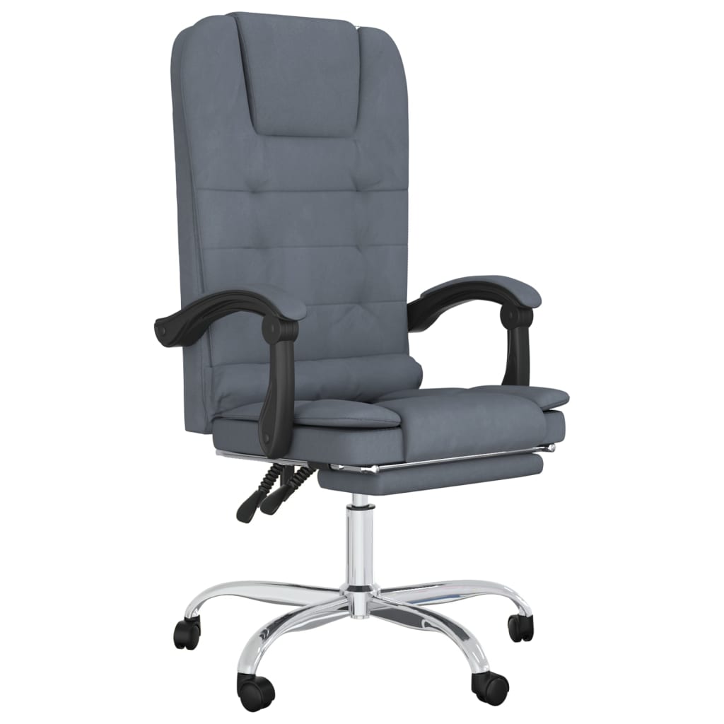 vidaXL Office Chair Massage Adjustable Velvet Dark Grey