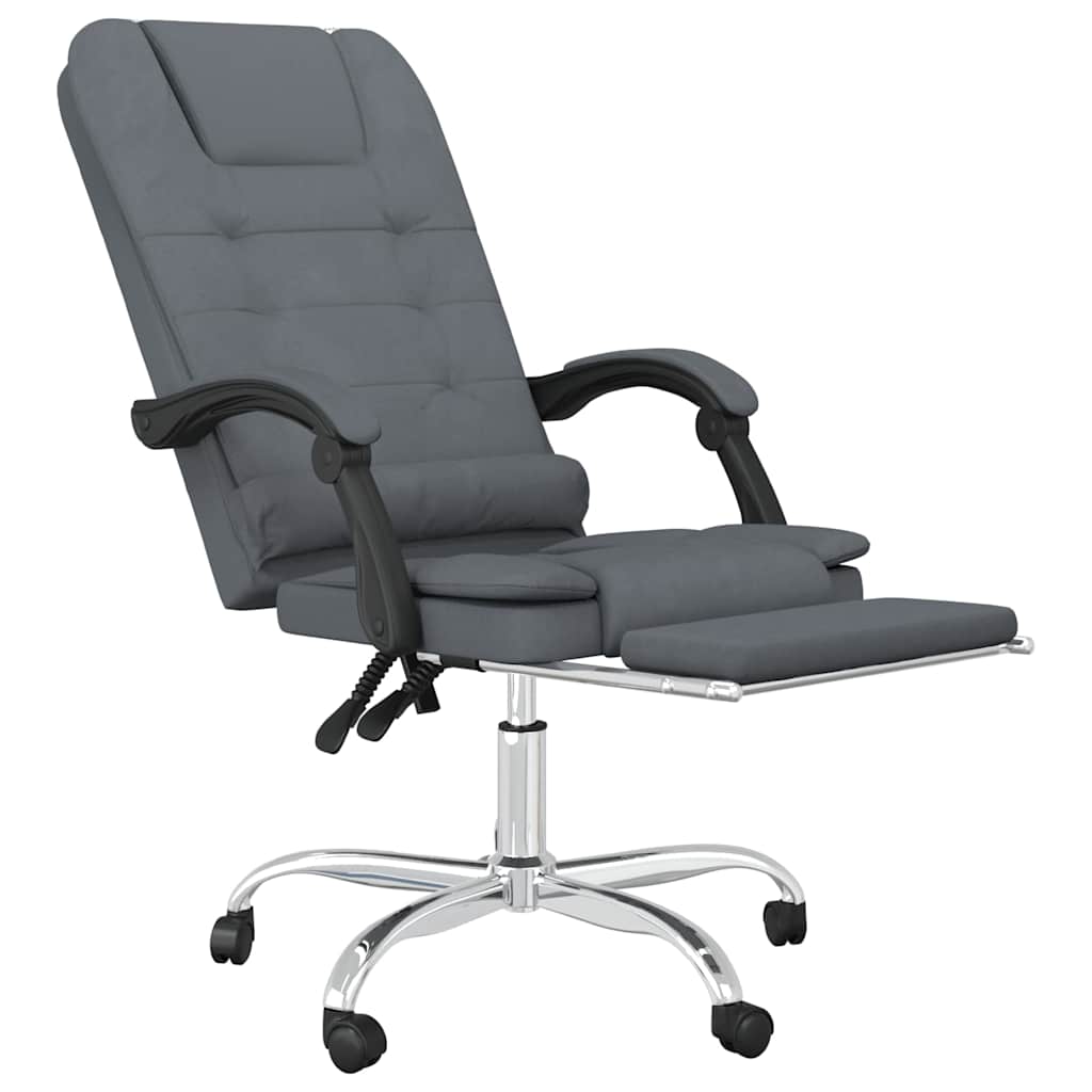 vidaXL Office Chair Massage Adjustable Velvet Dark Grey