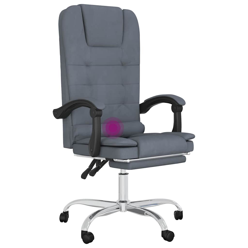 vidaXL Office Chair Massage Adjustable Velvet Dark Grey