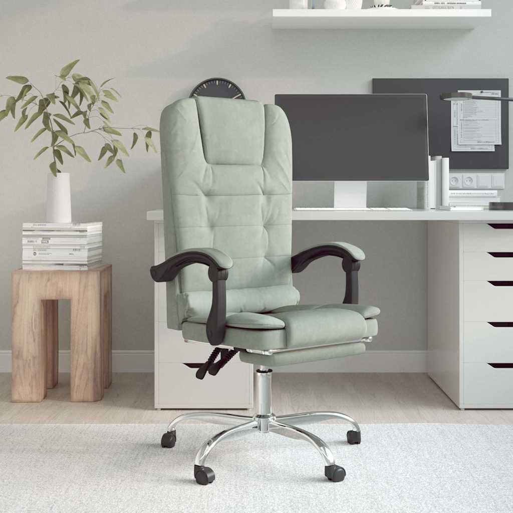 vidaXL Office Chair Massage Adjustable Velvet Dark Grey