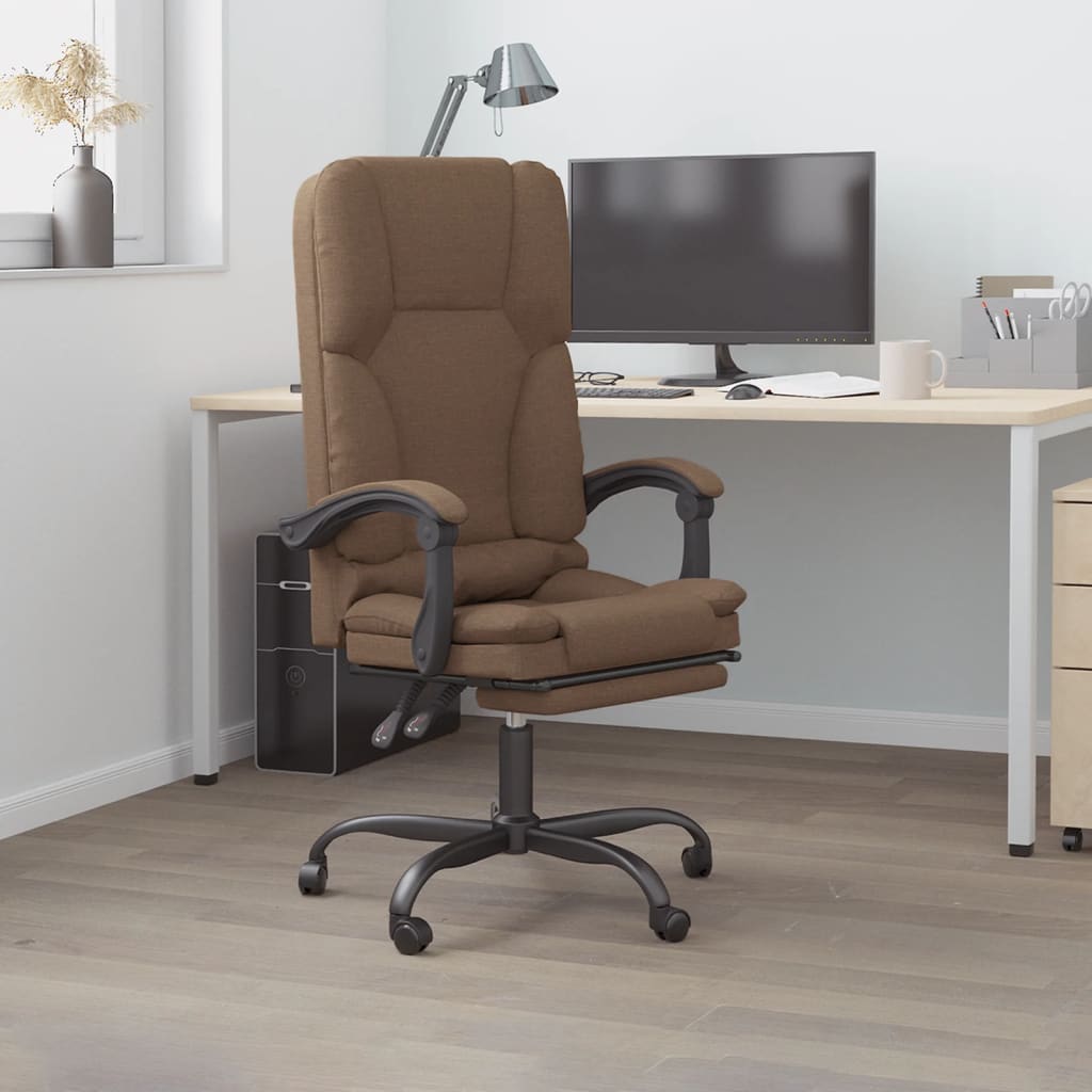 vidaXL Kantoorstoel massage verstelbaar stof taupe