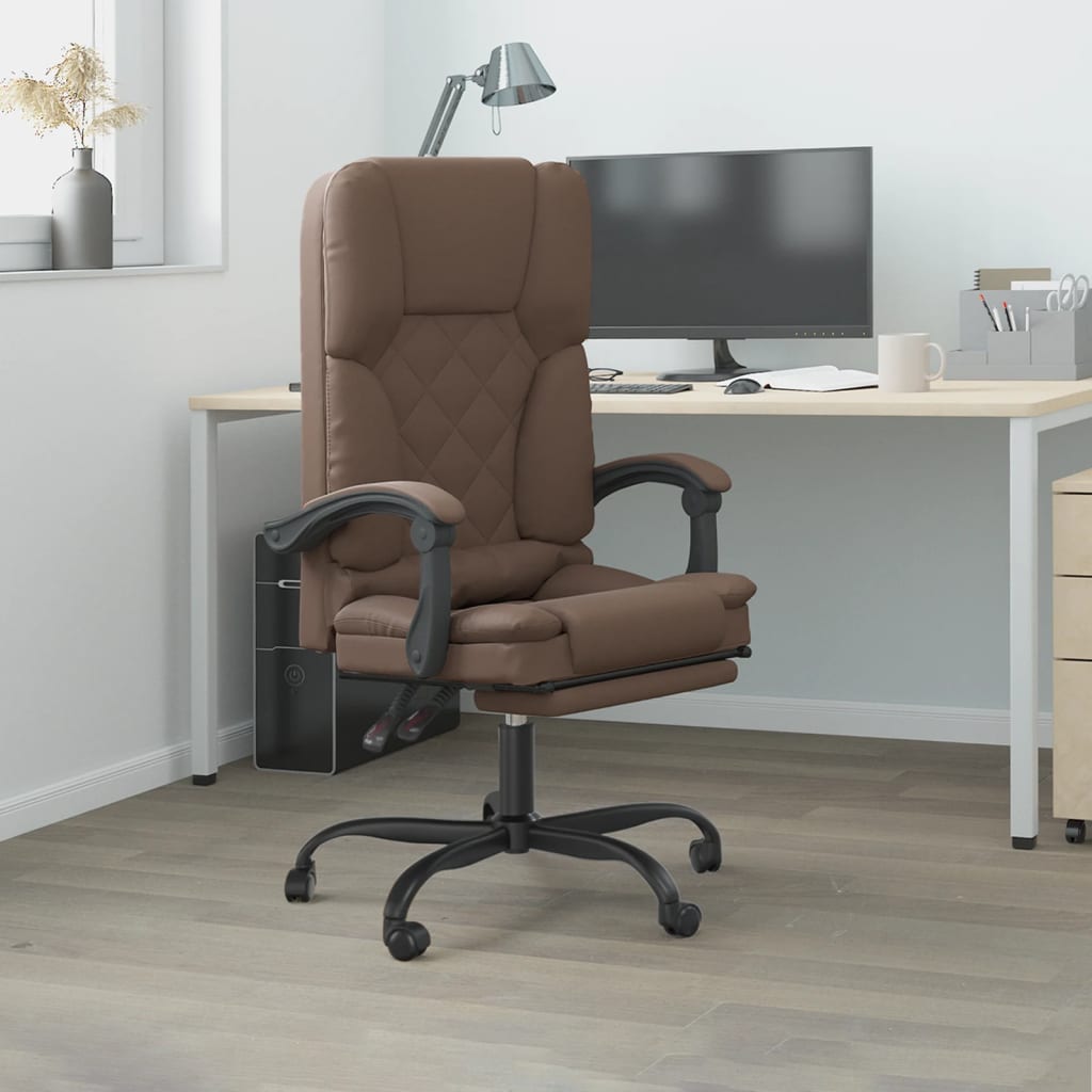 vidaXL Office Chair Massage Adjustable Faux Leather Black