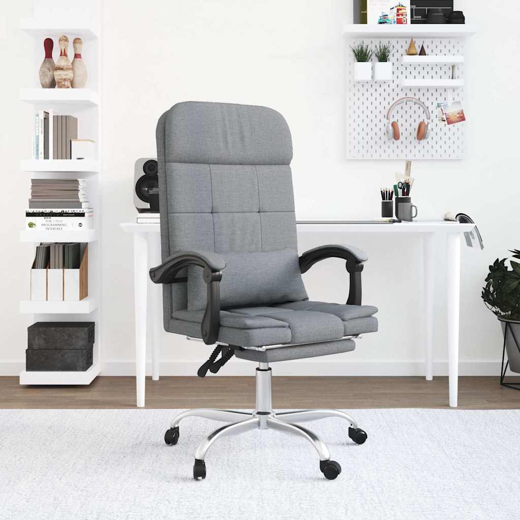 vidaXL Kantoorstoel massage verstelbaar stof taupe
